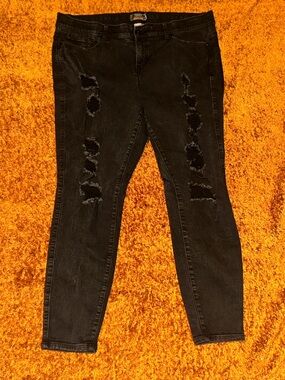 Torrid Black Skinny Distressed Jeans